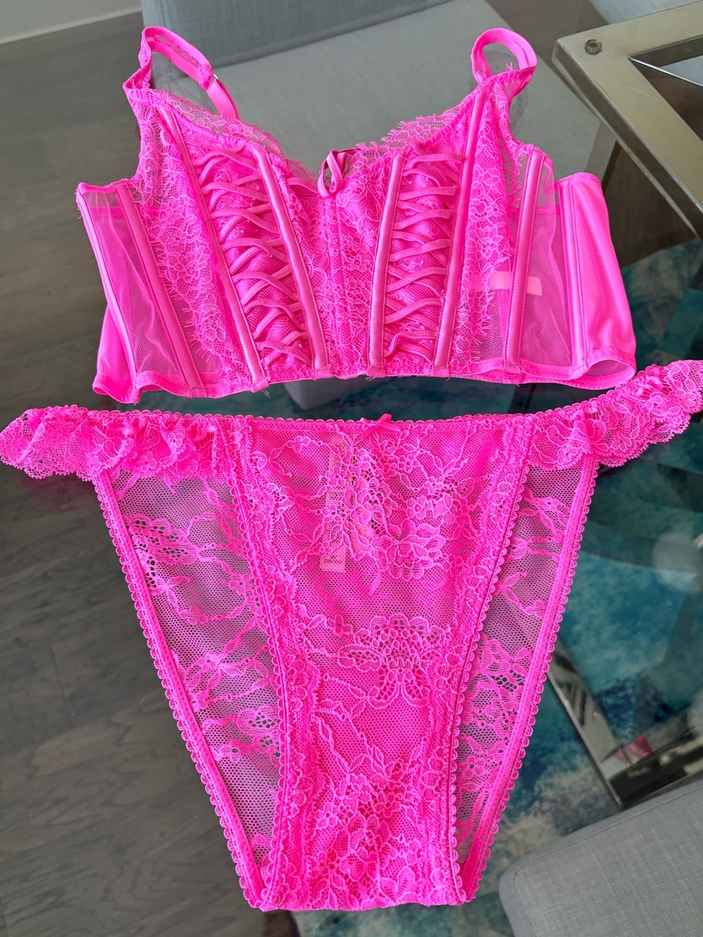 Victoria's Secret Lace Corset Bra & Bikini Set